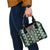 Green Aotearoa Tukutuku and Poutama Motif Shoulder Handbag