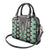 Green Aotearoa Tukutuku and Poutama Motif Shoulder Handbag