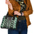 Green Aotearoa Tukutuku and Poutama Motif Shoulder Handbag