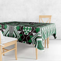 Green Aotearoa Tukutuku and Poutama Motif Tablecloth LT03 - Polynesian Pride