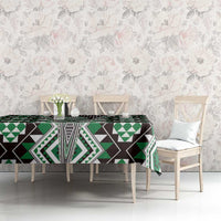 Green Aotearoa Tukutuku and Poutama Motif Tablecloth LT03 - Polynesian Pride