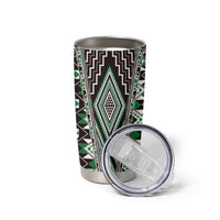 Green Aotearoa Tukutuku and Poutama Motif Tumbler Cup LT03 - Polynesian Pride