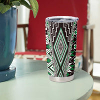 Green Aotearoa Tukutuku and Poutama Motif Tumbler Cup LT03 - Polynesian Pride