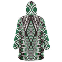 Green Aotearoa Tukutuku and Poutama Motif Wearable Blanket Hoodie LT03 - Polynesian Pride