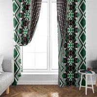 Green Aotearoa Tukutuku and Poutama Motif Window Curtain LT03 - Polynesian Pride