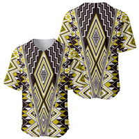 Yellow Aotearoa Tukutuku and Poutama Motif Baseball Jersey
