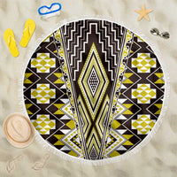 Yellow Aotearoa Tukutuku and Poutama Motif Beach Blanket LT03 One Size 150cm Yellow - Polynesian Pride