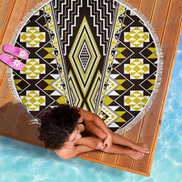 Yellow Aotearoa Tukutuku and Poutama Motif Beach Blanket LT03 - Polynesian Pride
