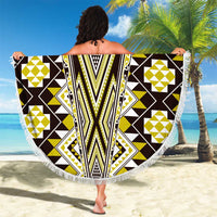 Yellow Aotearoa Tukutuku and Poutama Motif Beach Blanket LT03 - Polynesian Pride