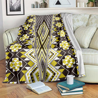 Yellow Aotearoa Tukutuku and Poutama Motif Blanket LT03 Yellow - Polynesian Pride