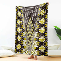 Yellow Aotearoa Tukutuku and Poutama Motif Blanket LT03 - Polynesian Pride
