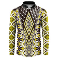 Yellow Aotearoa Tukutuku and Poutama Motif Button Sweatshirt LT03 Yellow - Polynesian Pride