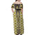 Yellow Aotearoa Tukutuku and Poutama Motif Family Matching Off Shoulder Maxi Dress and Hawaiian Shirt