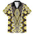 Yellow Aotearoa Tukutuku and Poutama Motif Family Matching Off Shoulder Short Dress and Hawaiian Shirt