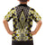 Yellow Aotearoa Tukutuku and Poutama Motif Family Matching Short Sleeve Bodycon Dress and Hawaiian Shirt