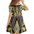 Yellow Aotearoa Tukutuku and Poutama Motif Family Matching Short Sleeve Bodycon Dress and Hawaiian Shirt