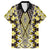 Yellow Aotearoa Tukutuku and Poutama Motif Family Matching Short Sleeve Bodycon Dress and Hawaiian Shirt