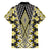 Yellow Aotearoa Tukutuku and Poutama Motif Family Matching Short Sleeve Bodycon Dress and Hawaiian Shirt