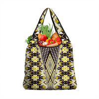 Yellow Aotearoa Tukutuku and Poutama Motif Grocery Bag LT03 1-pack One Size Yellow - Polynesian Pride