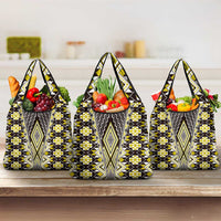 Yellow Aotearoa Tukutuku and Poutama Motif Grocery Bag LT03 3-pack One Size Yellow - Polynesian Pride