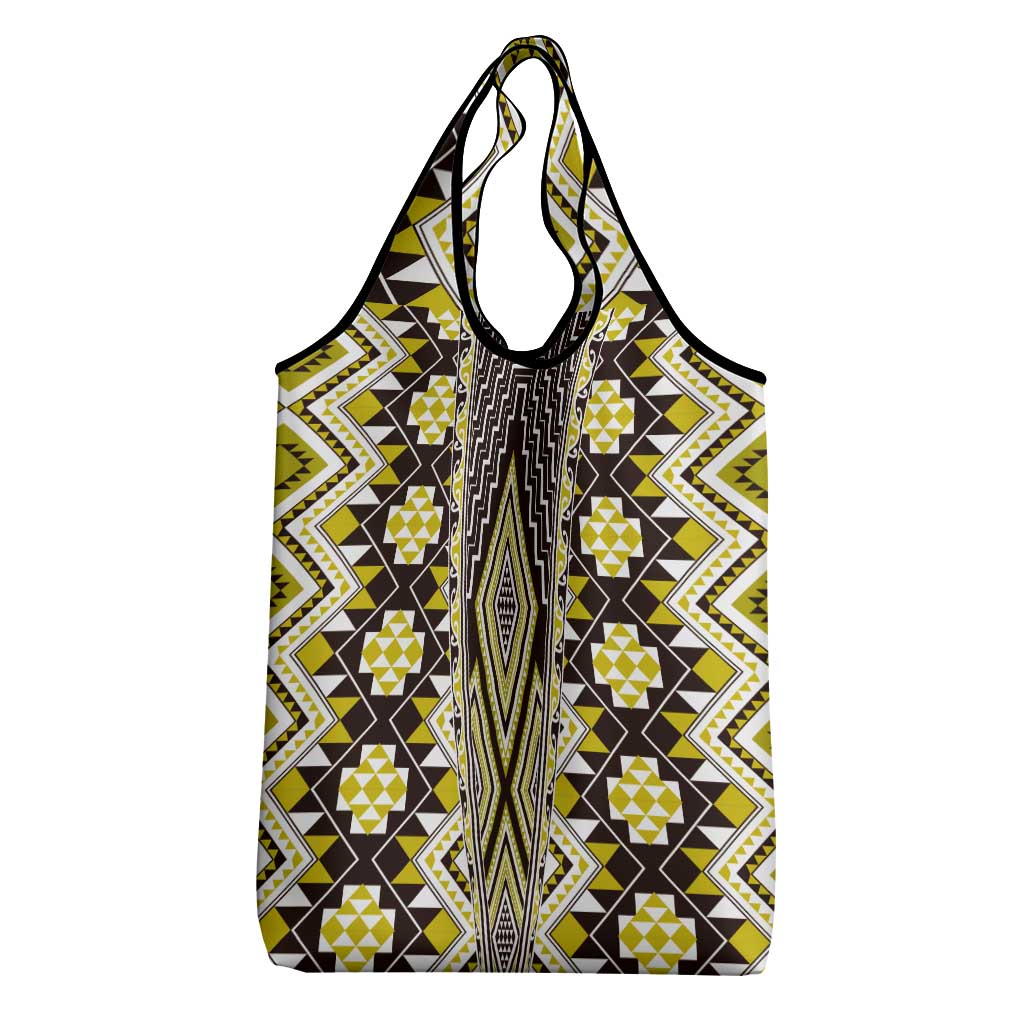 Yellow Aotearoa Tukutuku and Poutama Motif Grocery Bag LT03 - Polynesian Pride