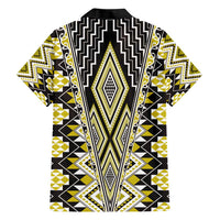 Yellow Aotearoa Tukutuku and Poutama Motif Hawaiian Shirt LT03 - Polynesian Pride