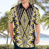 Yellow Aotearoa Tukutuku and Poutama Motif Hawaiian Shirt LT03 - Polynesian Pride