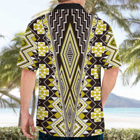 Yellow Aotearoa Tukutuku and Poutama Motif Hawaiian Shirt LT03 - Polynesian Pride