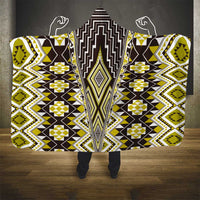 Yellow Aotearoa Tukutuku and Poutama Motif Hooded Blanket LT03 - Polynesian Pride