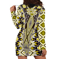 Yellow Aotearoa Tukutuku and Poutama Motif Hoodie Dress LT03 - Polynesian Pride