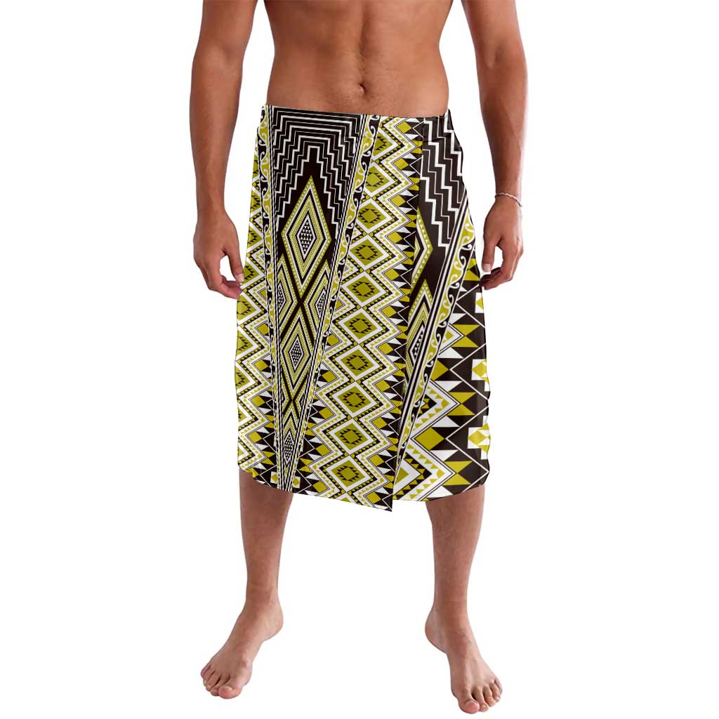 Yellow Aotearoa Tukutuku and Poutama Motif Lavalava
