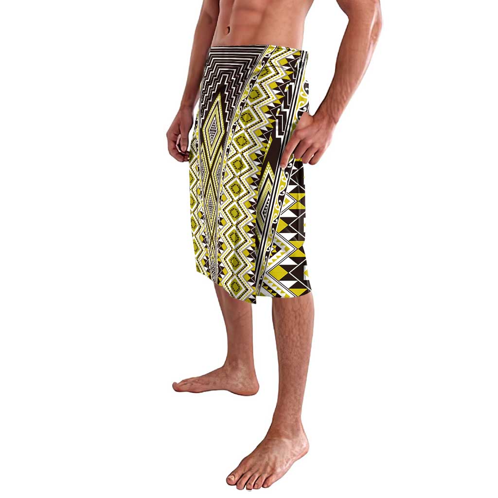 Yellow Aotearoa Tukutuku and Poutama Motif Lavalava