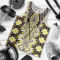 Yellow Aotearoa Tukutuku and Poutama Motif Men Tank Top LT03 - Polynesian Pride