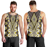 Yellow Aotearoa Tukutuku and Poutama Motif Men Tank Top LT03 - Polynesian Pride