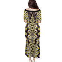 Yellow Aotearoa Tukutuku and Poutama Motif Puletasi LT03 - Polynesian Pride