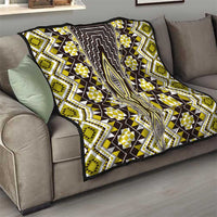 Yellow Aotearoa Tukutuku and Poutama Motif Quilt