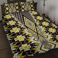 Yellow Aotearoa Tukutuku and Poutama Motif Quilt Bed Set LT03 Yellow - Polynesian Pride