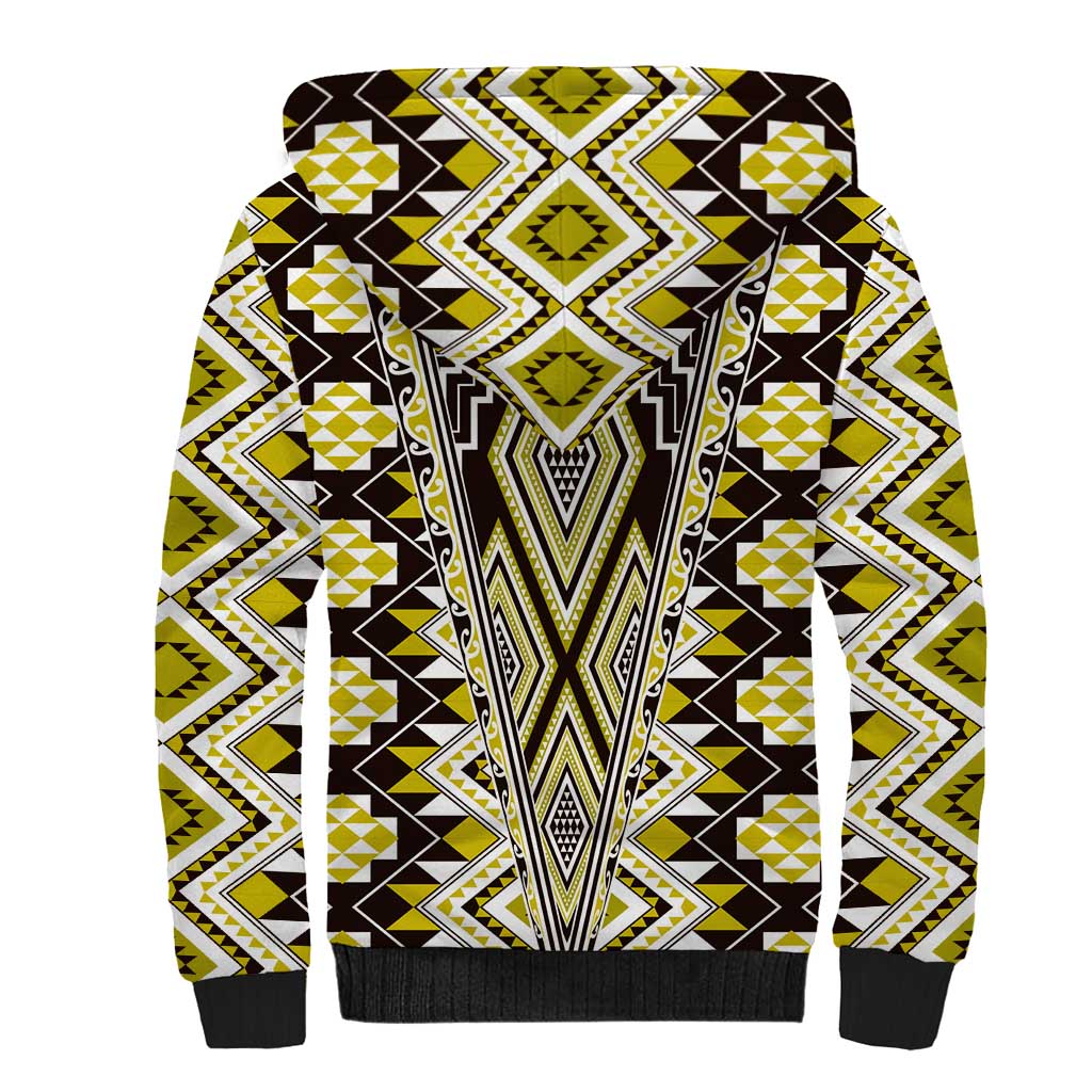Yellow Aotearoa Tukutuku and Poutama Motif Sherpa Hoodie LT03 - Polynesian Pride