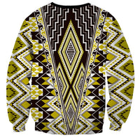 Yellow Aotearoa Tukutuku and Poutama Motif Sweatshirt