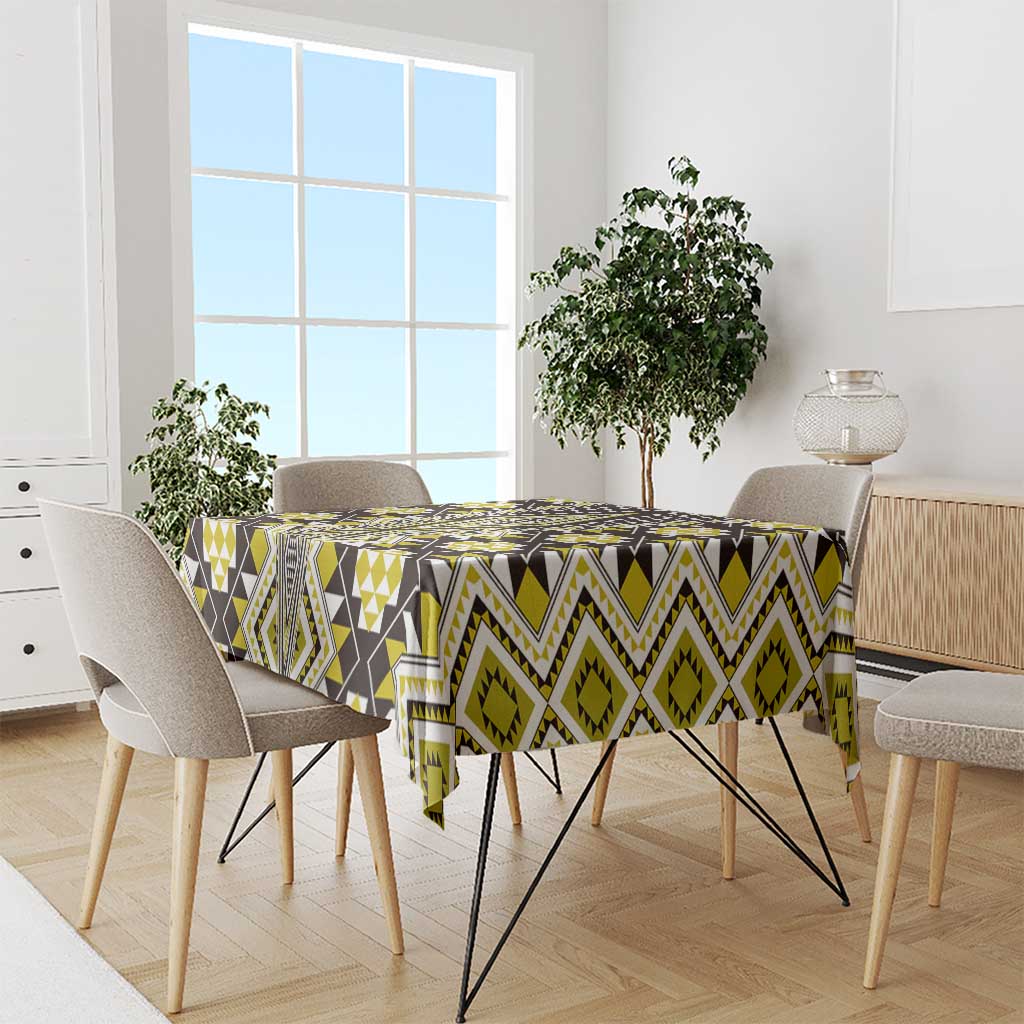 Yellow Aotearoa Tukutuku and Poutama Motif Tablecloth LT03 - Polynesian Pride