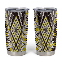 Yellow Aotearoa Tukutuku and Poutama Motif Tumbler Cup LT03 Yellow - Polynesian Pride