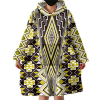 Yellow Aotearoa Tukutuku and Poutama Motif Wearable Blanket Hoodie LT03 - Polynesian Pride