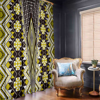 Yellow Aotearoa Tukutuku and Poutama Motif Window Curtain LT03 - Polynesian Pride