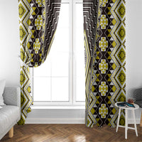 Yellow Aotearoa Tukutuku and Poutama Motif Window Curtain LT03 - Polynesian Pride