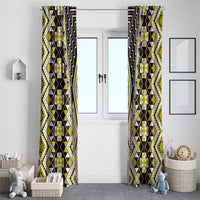 Yellow Aotearoa Tukutuku and Poutama Motif Window Curtain LT03 - Polynesian Pride