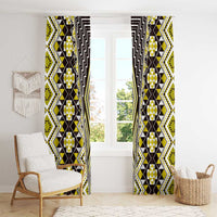 Yellow Aotearoa Tukutuku and Poutama Motif Window Curtain LT03 - Polynesian Pride