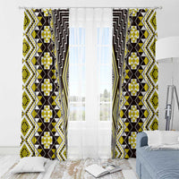 Yellow Aotearoa Tukutuku and Poutama Motif Window Curtain LT03 - Polynesian Pride