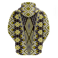 Yellow Aotearoa Tukutuku and Poutama Motif Zip Hoodie