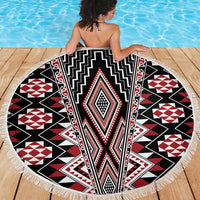 Red Aotearoa Tukutuku and Poutama Motif Beach Blanket LT03 - Polynesian Pride