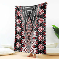 Red Aotearoa Tukutuku and Poutama Motif Blanket LT03 - Polynesian Pride